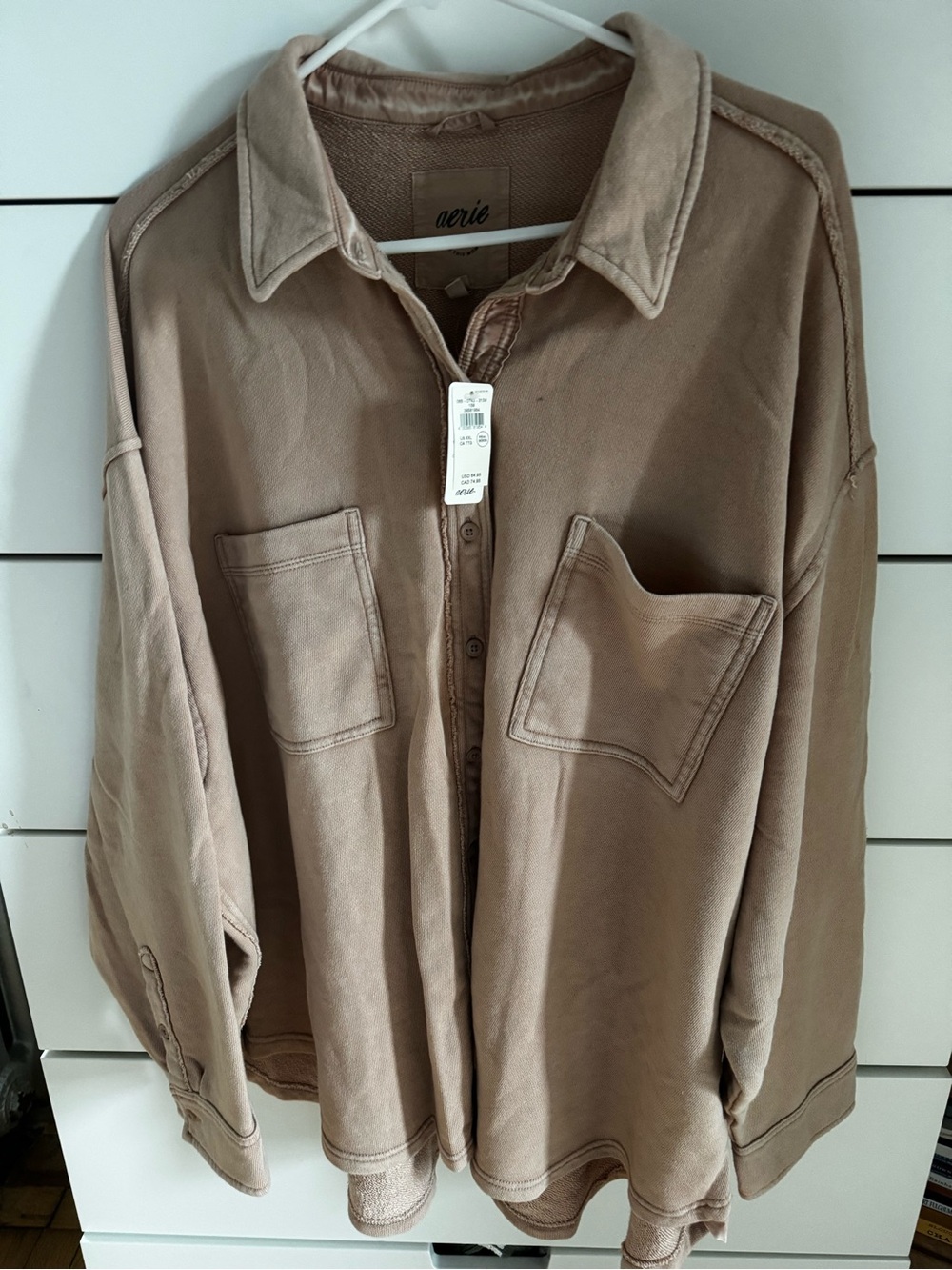 NWT aerie Brown Button-Front Overshirt